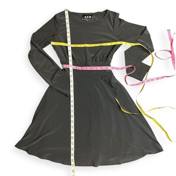 AYM Studio Women’s Black Long Sleeve Fit & Flare Corset-Tie Dress Size Medium - Picture 6 of 6